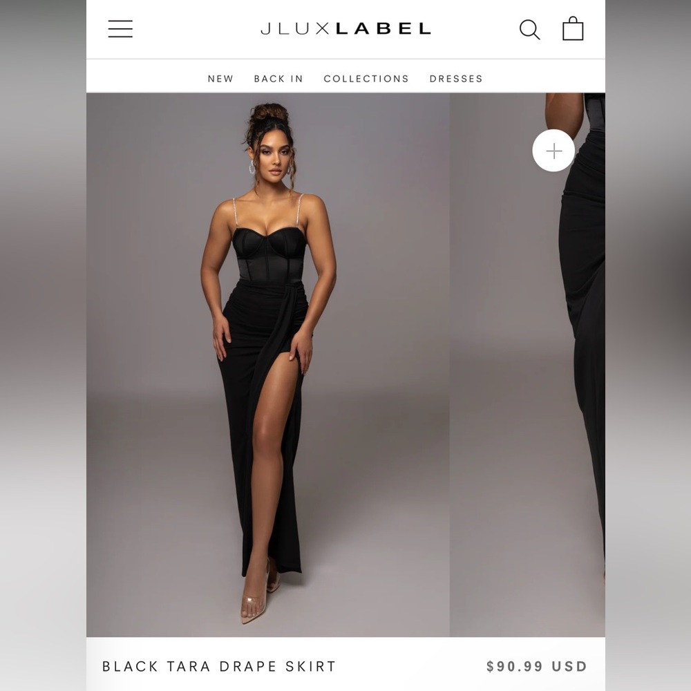 JluxLabel Black Drape Skirt